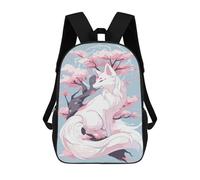 sinyumoney White Kitsune Sakura Tree Mochila Escolar Secundaria Informal Para Viajes, Bolsos Escolares Para Adolescentes, Chicas, Chicos, Mujeres Y Hombres 17inch