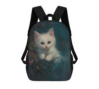 sinyumoney White Kitten Portrait Mochila Escolar Infantil De Moda Informal Mochilas Infantiles Impresas En 3D Mochila Grande Para Niño 17inch