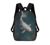 sinyumoney White Koi Fish Painting Mochilas Impresas En 3D 17inch Mochila Escolar Infantil Para Exteriores, Mochila Informal De Día, Bolsas De Viaje Informales Para Estudiantes De Secundaria