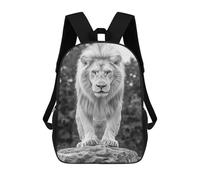 sinyumoney White Lion Portrait Mochila Escolar Impresa En 3D Mochilas Informales Para Niños Mochila Escolar Impresa En 3D Para Niños De Primaria Y Secundaria 17inch