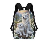 sinyumoney White Pet Paradise Mochila Escolar Infantil De 17 Pulgadas Con Estampado 3D De Películas De Anime Para Niños, Mochila De Viaje, Mochila Escolar Infantil