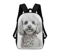 sinyumoney White Poodle Drawing Mochila Escolar Infantil De 17 Pulgadas Con Estampado 3D De Películas De Anime Para Niños, Mochila De Viaje, Mochila Escolar Infantil