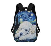 sinyumoney White Poodle Puppy Sleeping Mochila Escolar Mochila Para Niñas Y Niños Mochilas De Gran Capacidad Mochilas Ligeras Para Niños Y Estudiantes 17inch