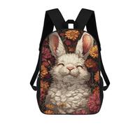 sinyumoney White Rabbit in Flowers Mochila Infantil, Mochila Escolar De Gran Capacidad Para Estudiantes, Mochila Para Libros, Mochila Para Niños, Niñas, Adultos Y Adolescentes 17inch