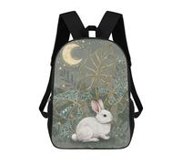 sinyumoney White Rabbit with Moon And Leaves Mochilas Impresas En 3D Para Niños, Mochila Escolar, Mochila Informal Para Exteriores, Mochila Informal De Moda Para Niños, Lindas Bolsas De Viaje 17inch