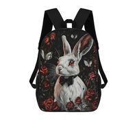 sinyumoney White Rabbit with Roses Mochila Escolar Impresa En 3D Para Niños Y Niñas, Mochila Escolar, Mochila De Viaje Para Niños 17inch
