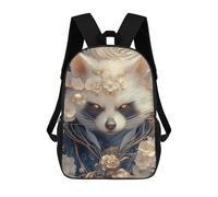 sinyumoney White Raccoon with Flowers Mochila Escolar Para Niños Mochila Escolar Impresa En 3D Mochila Escolar De Moda Para Niños De Primaria Y Secundaria 17inch