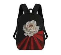 sinyumoney White Rose on Red Mochila De Moda Para Papelería, Impermeable, Estilo Casual, Para Hombres Y Mujeres 17inch
