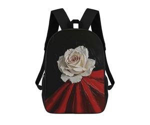 sinyumoney White Rose on Red Mochila De Moda Para Papelería, Impermeable, Estilo Casual, Para Hombres Y Mujeres 17inch