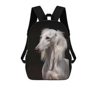 sinyumoney White Saluki Dog Mochila Escolar Infantil Con Impresión 3D, Mochila Escolar Informal Para Niños De Primaria Y Secundaria 17inch