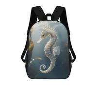 sinyumoney White Seahorse Underwater Mochila Escolar Para Niños Y Niñas, Mochila Informal De Viaje, Mochila De Gran Capacidad Para El Día A Día 17inch