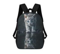 sinyumoney White Tiger Cat Reflection Mochilas Impresas En 3D Para Niños 17inch Mochilas De Moda Informales Para El Día A Día, Bolsas De Viaje, Mochilas Informales Para Exteriores Para Niños Y Niñas