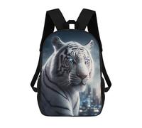 sinyumoney White Tiger in Cityscape Mochila Escolar Infantil Impresa En 3D, Mochila Informal De Moda Para Niños, Mochila De Viaje De Alta Capacidad Para Libros Para Niños 17inch