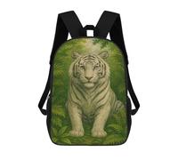 sinyumoney White Tiger in Jungle Painting Mochila Escolar Infantil Impresa En 3D 17inch Mochilas De Moda Para Niños De Primaria Y Secundaria