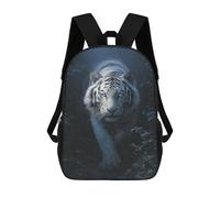 sinyumoney White Tiger in Misty Forest -1 Mochila Escolar De 17 Pulgadas Para Adolescentes, Con Estampado 3D, Ajustable Y Con Bolsillos, Ideal Para Niños, Niñas Y Estudiantes.