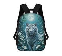 sinyumoney White Tiger in Moonlight Mochilas Escolares De Moda Para Papelería, Impermeables, Informales, Para Hombres, Mujeres Y Adolescentes 17inch