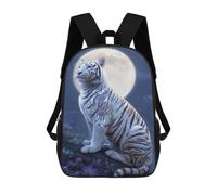 sinyumoney White Tiger Moonlit Fantasy Mochila Escolar De Moda, Mochila Para Material Escolar, Mochila Impermeable Informal Para Acampar, Aventuras Al Aire Libre Y Viajes Diarios 17inch