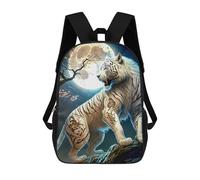 sinyumoney White Tiger Moonlit Fantasy Mochila Escolar De Moda Para Estudiantes, Adecuada Para Niños Y Niñas, Mochila Informal Para Viajes Al Aire Libre, Esencial Para El Día A Día 17inch