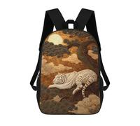 sinyumoney White Tiger Moonlit Forest -1 Mochilas De 17 Pulgadas Para Niños, Mochilas Escolares Impresas En 3D Para Estudiantes De Primaria Y Secundaria, Para Niños Y Niñas.