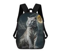 sinyumoney White Tiger Under The Moonlit Sky Mochila Escolar Infantil Con Impresión 3D, Mochila Escolar Informal Para Niños De Primaria Y Secundaria 17inch
