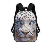 sinyumoney White Tiger with Golden Accents Mochila Infantil De 17 Pulgadas, Mochila Escolar Con Estampado 3D De Dibujos Animados Para Niños Y Adolescentes.