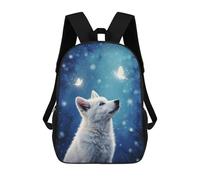 sinyumoney White Wolf And Butterflies Mochila Escolar Impresa En 3D Mochila Escolar De Moda Para Niños Mochilas Para Niños Estudiantes De Secundaria 17inch