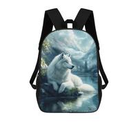 sinyumoney White Wolf by The Lake Mochila Escolar Infantil Impresa En 3D Para Niños, Mochilas De Viaje De Alta Capacidad, Bolsas Para Libros, Mochila Escolar Infantil 17inch