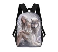 sinyumoney White Wolf Fantasy Artwork Mochila Escolar Infantil Impresa En 3D Para Niños, Mochila De Viaje De Alta Capacidad, Mochilas Para Libros De 17 Pulgadas Para Niños