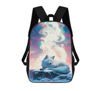 sinyumoney White Wolf in A Dreamy Landscape Mochilas Para Niños Mochila Escolar Mochila Escolar Impresa En 3D Para Niños Estudiantes De Primaria Y Secundaria 17inch