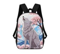 sinyumoney White Wolf in Cherry Blossoms Mochila Escolar Para Niños, Mochila Escolar De Gran Capacidad Para Niños, Mochila Escolar 3D, Regalos Para Niños 17inch