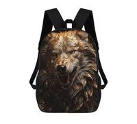 sinyumoney White Wolf in Gold Mochila Escolar Impermeable Para Computadora Para Niñas, Niños Y Adolescentes 17inch