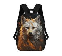 sinyumoney White Wolf in Gold Mochilas Impresas En 3D Para Niños, Mochila Escolar, Mochila Informal Para Exteriores, Mochila Informal De Moda Para Niños, Lindas Bolsas De Viaje 17inch