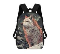 sinyumoney White Wolf in Snowy Forest Mochila Escolar Para Niños Y Niñas, Mochila Informal De Viaje, Mochila De Gran Capacidad Para El Día A Día 17inch