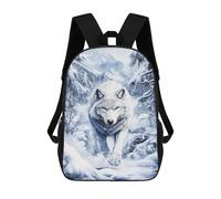sinyumoney White Wolf in Winter 17inch Mochila Escolar Impresa En 3D Para Niños, Mochila Escolar Informal De Moda, Mochilas De Viaje Para Niños Y Estudiantes.