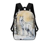 sinyumoney White Wolf Watercolor Mochila Infantil Para Niñas Y Niños, Mochila De Día, Escuela Primaria, Perfecta Para La Vuelta Al Cole O Educación Física, Regalos Y Viajes 17inch