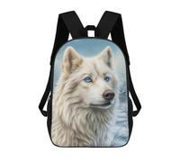 sinyumoney White Wolf with Blue Eyes Mochila Escolar, Secundaria, Preparatoria, Universidad, Mochila De Viaje Para El Campus, Viajes Al Aire Libre, Deportes 17inch