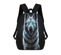 sinyumoney White Wolf with Glowing Eyes Mochila De Moda Para Papelería, Impermeable, Informal, Para Hombres, Mujeres Y Adolescentes 17inch