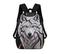 sinyumoney White Wolf with Golden Cracks Mochila Escolar Grande Para Niños - Perfecta Para Viajes, Trabajo Y Uso Diario 17inch