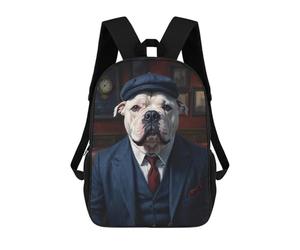 sinyumoney White XL Bully Dog Wearing A Suit in The Pub Mochila Escolar Infantil Impresa En 3D Para Niños, Mochilas De Viaje, Bolsas Para Libros Para Niños Estudiantes De Primaria 17inch