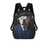 sinyumoney White XL Bully Dog Wearing A Suit in The Pub Mochila Escolar Mochilas Escolares Para Niñas Y Niños Mochila Con Bolsillo Mochila Escolar De Moda Mochila Infantil 17inch