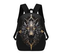 sinyumoney Wild Black Golden Wolf Mochila Escolar Infantil Impresa En 3D Para Niños, Mochila De Viaje De Alta Capacidad, Mochilas Para Libros De 17 Pulgadas Para Niños