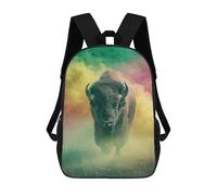 sinyumoney Wild Buffalo in Colorful Smoke 17inch Mochilas Escolares Impresas En 3D, Mochilas Escolares De Moda Para Niños De Primaria Y Secundaria