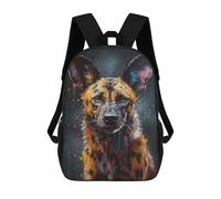 sinyumoney Wild Dog Painting Mochila Escolar Para Niños De 17 Pulgadas, Mochila Informal De Viaje Para Niños Y Niñas, Mochila De Gran Capacidad Para El Día A Día 17inch