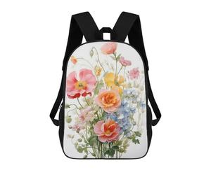 sinyumoney Wild Flower Pink Blue Red Mochila Escolar Mochila Para Niñas Y Niños Mochilas De Gran Capacidad Mochilas Ligeras Para Niños Y Estudiantes 17inch