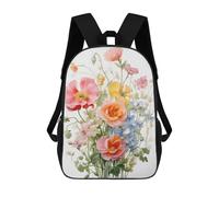 sinyumoney Wild Flower Pink Blue Red Mochilas Para Niños, Mochilas Escolares Personalizadas En 3D Para Niños Y Niñas, Mochilas Escolares Grandes, Mochilas Informales Para El Día A Día 17inch