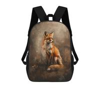 sinyumoney Wild Fox Portrait Mochilas Para Niños 17inch Mochila Escolar Mochila Escolar Impresa En 3D Para Niños De Primaria Y Secundaria