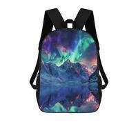 sinyumoney Wild Nature Mochila Niño Niña 3D, Bolsa De Escuela, Mochila Para Niños Pequeños, Mochila Casual, Bolsa De Libros De Moda, Aurora Borealis Mountain Landscape, 17"