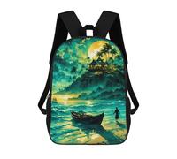 sinyumoney Wild Nature Mochila Niño Niña 3D, Bolsa De Escuela, Mochila Para Niños Pequeños, Mochila Casual, Bolsa De Libros De Moda, Fishing By Moonlight, 17"