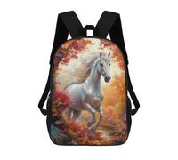 sinyumoney Wild White Horse in Autumn Mochila Escolar Para Niños Con Impresión 3D, Mochila Moderna Para Niños Y Niñas, Mochila Informal Para Estudiantes. 17inch
