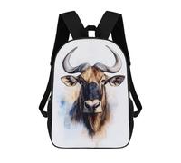 sinyumoney Wildebeest Watercolor Portrait Mochila Escolar Impresa En 3D Para Niños Mochilas De Viaje De Alta Capacidad Bolsas Para Libros Mochila Escolar Para Niños Mochila 17inch